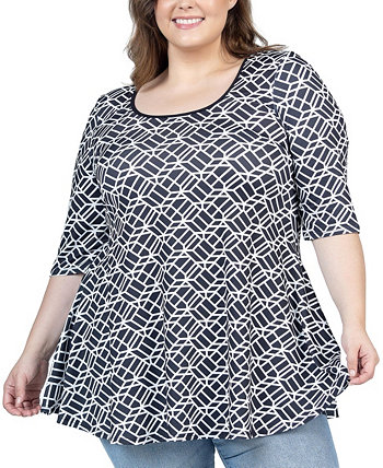 Plus Size Elbow Sleeve Casual Tunic Top 24Seven Comfort