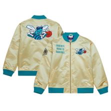 Мужская атласная куртка с молнией во всю длину Mitchell & Ness Gold Charlotte Hornets Team OG 2.0 Vintage Logo Mitchell & Ness