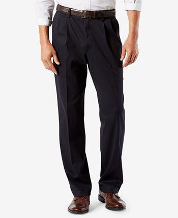 Мужские брюки стрейч цвета хаки с плиссировкой Easy Classic Dockers