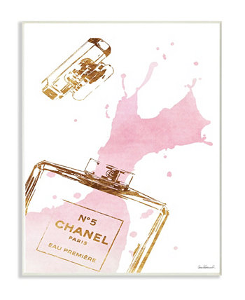Настенная табличка из розового золота Glam Perfume Bottle Splash, 10 дюймов x 15 дюймов Stupell Industries