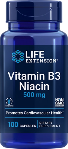 Витамин B3 Ниацин - 500 мг - 100 капсул - Life Extension Life Extension