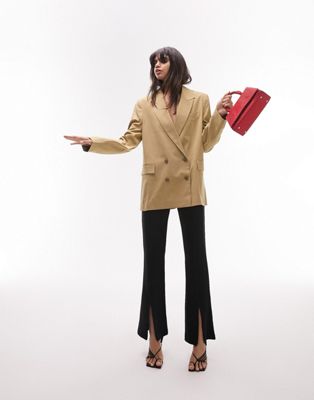 Topshop Светло-коричневый двубортный пиджак большого размера на заказ TOPSHOP