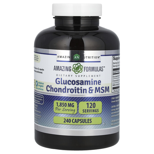 Глюкозамин, хондроитин и МСМ, 240 капсул Amazing Nutrition