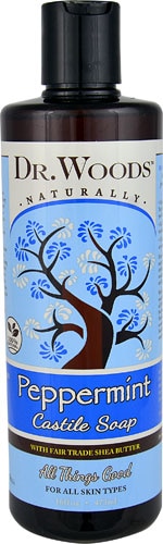 Натуральное кастильское мыло Dr. Woods с перечной мятой и маслом ши, продаваемым по принципам справедливой торговли, 16 жидких унций Dr. Woods