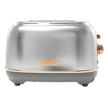 Haden Heritage 2 Slice Wide Slot Stainless Steel Toaster, Steel & Copper Haden