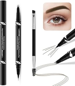 LAVONE Eyebrow Pen,2-IN-1 Dual-ended Waterproof Eyebrow Pencil,with 4 Tip Microblading Eyebrow Pen and Ultra-Precise Brow Pencil,Dual-ended Eyebrow Brush,Eyebrows Makeup for Natural Looking-Dark Brown Lavone