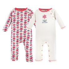 Touched by Nature Baby Girl Organic Cotton Coveralls 2pk, Flower Touched by Nature