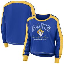 Women's WEAR by Erin Andrews Royal/Gold Los Angeles Rams Color Block Long Sleeve T-Shirt WEAR by Erin Andrews
