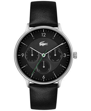 Мужские часы Lacoste Club с черным кожаным ремешком, 42 мм Lacoste