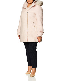 Женская шерсть на молнии спереди с капюшоном из искусственного меха Calvin Klein