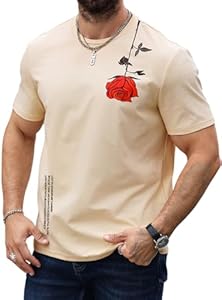 SOLY HUX Men's Graphic T-Shirts Casual Vintage Floral Print Short Sleeve Crewneck Tee Shirt Clothes Soly Hux