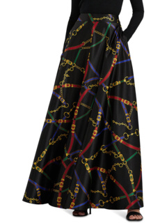 Атласная макси-юбка с поясом и принтом LAUREN Ralph Lauren