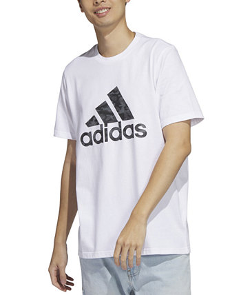 Мужская футболка с коротким рукавом из хлопка с камуфляжным логотипом Adidas