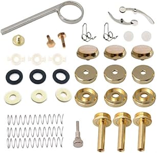 Jiayouy Trumpet Repair Kit Trumpet Finger Buttons Valve Cap Screw Drain Valve Key Piston Spring Trumpet Valve Replacement Parts Gold Jiayouy