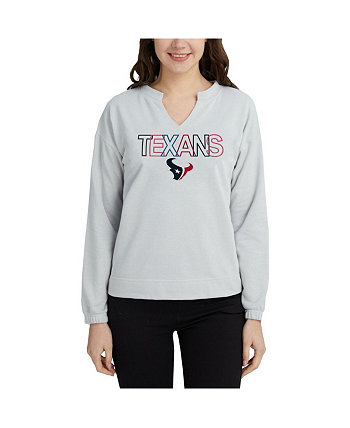 Женская серая футболка с длинным рукавом Houston Texans Sunray Notch Neck Concepts Sport