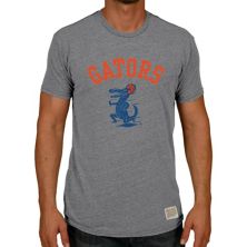 Мужская оригинальная ретро-брендовая футболка Heather Grey Florida Gators Vintage Football Gator Tri-Blend Original Retro Brand