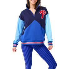 Женская Футболка TEREZ Темно-синяя/Синяя Philadelphia Phillies Classic Colorblock с 1/4 Застежкой TEREZ