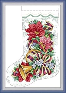 Howie's Needlepoint Cross Stitch Kits, 11CT Pre-Printed Pattern Charistmas Stocking Needlepoint Kits, DIY Charistmas Gift, Chant, 17.3 x 24.8 Inch Howie's Needlepoint