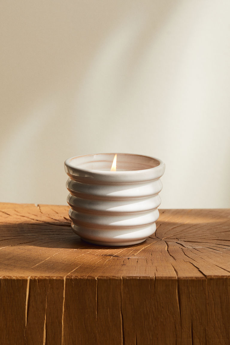 Scented Candle in a Stoneware Holder H&M