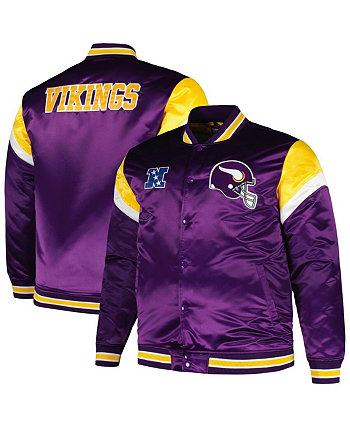 Мужская фиолетовая рваная атласная куртка с длинными кнопками Minnesota Vikings Big and Tall Mitchell & Ness