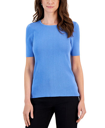 Женская футболка-свитер с короткими рукавами и круглым вырезом Tahari by ASL