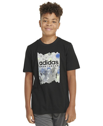 Хлопковая футболка с логотипом и графическим рисунком с короткими рукавами для больших мальчиков Adidas