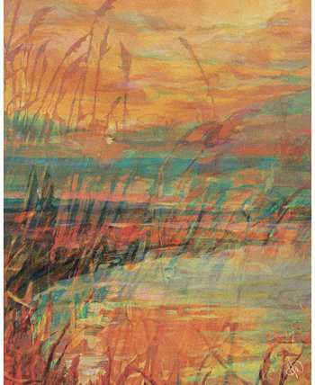 Марена Тростник Осеннее озеро 36 "x 24" Картина на холсте Creative Gallery