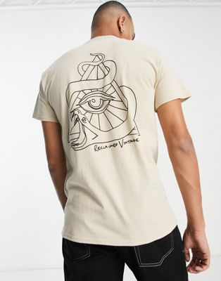 Бежевая футболка со змеиным рисунком Reclaimed Vintage Inspired Reclaimed Vintage