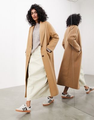 Светло-коричневое длинное пальто из смеси шерсти ASOS EDITION ASOS EDITION
