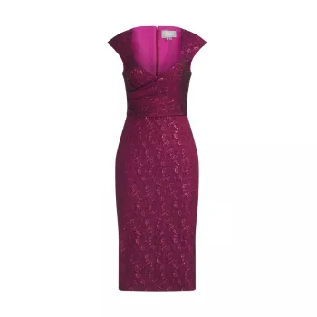 Omnia Fitted Stretch-Jacquard Cocktail Dress Theia