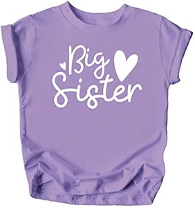 Olive Loves Apple Cursive Big Sister Hearts Sibling Reveal T-Shirt for Baby and Toddler Girls Sibling Outfits Olive Loves Apple