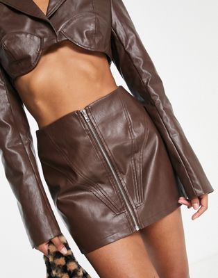 Kyo The Brand high waist mini skirt in chocolate - part of a set KYO