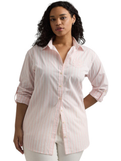 Plus-Size Oversize Striped Cotton Broadcloth Shirt LAUREN Ralph Lauren
