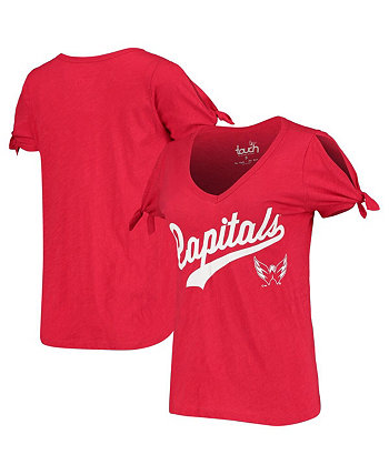 Женская красная футболка Washington Capitals First String с v-образным вырезом из меланжевой ткани Touch