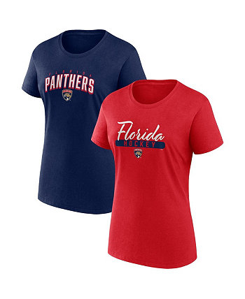 Женский комплект из двух фирменных красных и темно-синих футболок для болельщиков команды Florida Panthers Fanatics