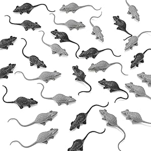 Sumind 24 Pcs Plastic Mice Fake Rat Mini Simulated Mice Realistic Mouse Terror Fake Rat Halloween Toy Joke Prank Mouse Figurines, Black, Grey, Joke, Prank, Novelty Gifts Sumind