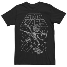 Мужская футболка с логотипом Star Wars Space Battle Line Art Licensed Character
