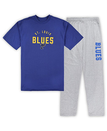 Мужской комплект из футболки и брюк для отдыха St. Louis Blues Royal, Heather Grey Big and Tall Profile