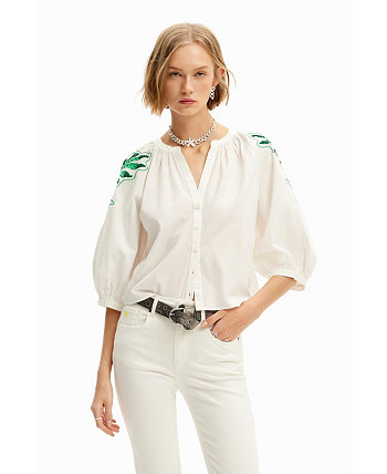 Women's V-neck embroidered blouse Desigual