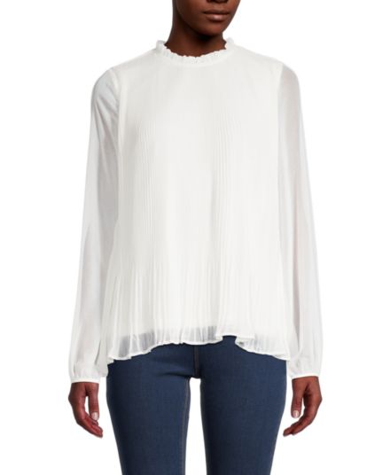 Однотонная плиссированная блузка Calvin Klein