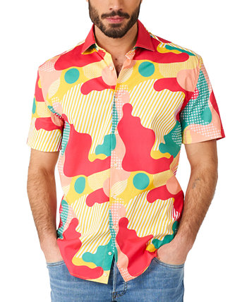 Мужская рубашка кораллового цвета с короткими рукавами и рисунком OppoSuits