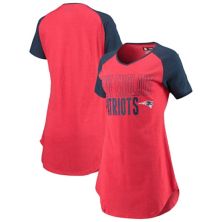Женская вязаная ночная рубашка Concepts Sport Red/Heathered Navy New England Patriots Meter Raglan с v-образным вырезом Unbranded
