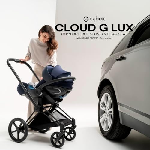 Cybex Cloud G Lux Comfort Extend Infant Car Seat with Anti-Rebound Base, Load Leg, Linear Side Impact Protection, Latch Install, Ergonomic Full Recline, Extended Leg Rest, Lava Grey Cybex