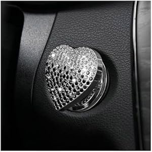 Bling Car Engine Start Button Cover, Heart Shape Push Start Button Sticker, Crystal Rhinestone Ignition Button Emblem Decal for Women Girls, Interior Decor Car Accessories (Colorful) Ohleats