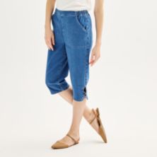 Женские джинсы-скиммеры со средней посадкой и решетчатым подолом Croft & Barrow® без застежки Croft & Barrow