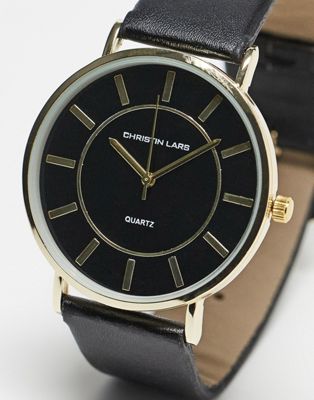 Минималистичные часы Christin Lars с большим циферблатом в черном и золотом цветах Christin Lars