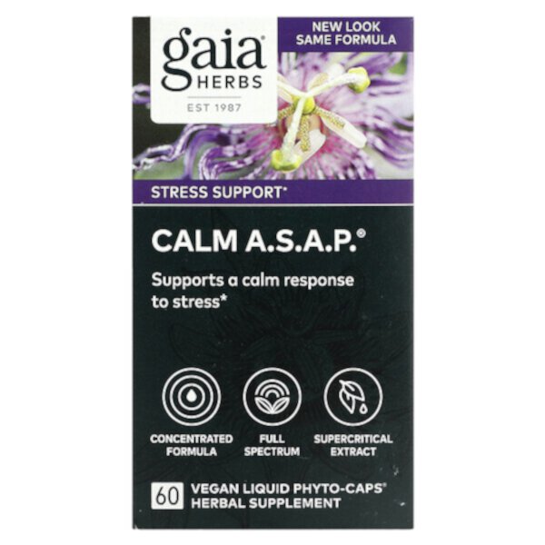 Calm A.S.A.P., Поддержка Психического Спокойствия - 60 Веганских Жидких Фито-Капсул - Gaia Herbs Gaia Herbs