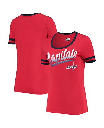 Женская красная футболка New Era Washington Capitals с блестящим вырезом и круглым вырезом 5th & Ocean
