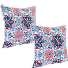 Набор Sunnydaze из 2 декоративных подушек на открытом воздухе - 16 дюймов - красный и синий цветочный Sunnydaze Decor