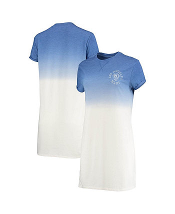 Women's Heathered Royal and White Los Angeles Rams Ombre Tri-Blend T-shirt Dress Junk Food